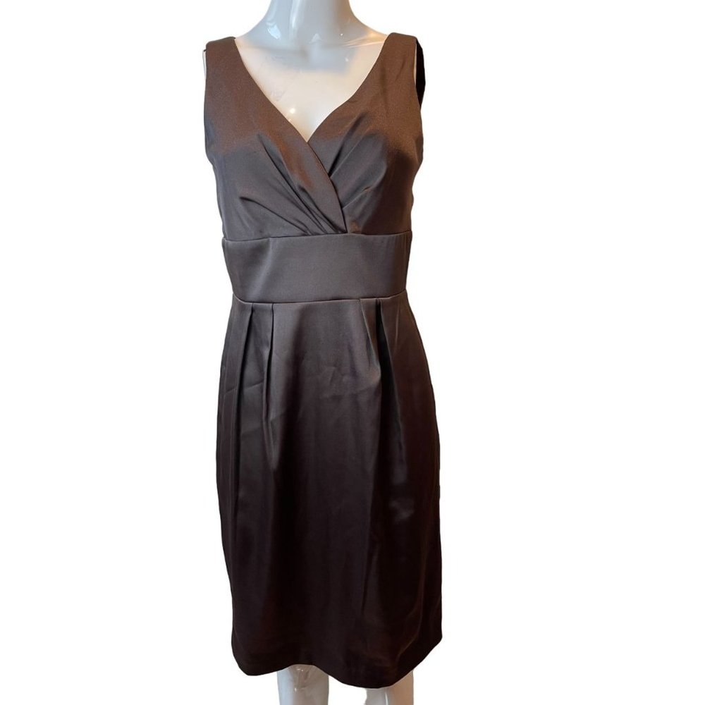 Dress Barn Womens Satin Sheath Dress 0397P75 Crisscross Bodice Brown Size 6